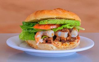 Shrimp, Guacamole & Steak Torta
