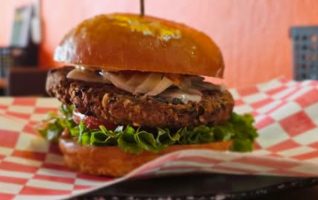 Black Bean Burger with Fries