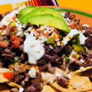 Nachos with Skirt Steak & Shrimp