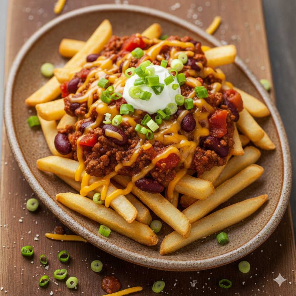 Homemade Fries with Chili and Cheese Basket